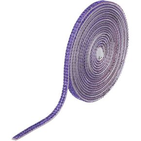 MECCANIXITY Rhinestone Ribbon Self Adhesive Crystal Rhinestone Strips 3 Yard Bling Rhinestone Ribbon Roll 2 Rows for DIY Crafts Wedding Clothing Nails Decoration, Purple