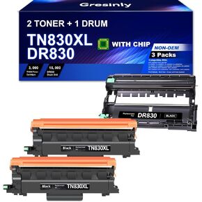 DR830 TN830XL 3PK Compatible Replacement for Brother DR830XL DR-830 Drum Unit TN830 XL TN-830 XL V R Toner Cartridges DCP-L2640DW HL-L2460DW L2405W L2480DW L2400D L2865DW MFC-L2820DW L2807DW Printer