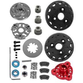 90T 48P Spur Gear with 17T 19T 21T Pinions Gear & Slipper Clutch Upgrades Part for 1/10 Slash Rustler Stampede Bandit 2WD VXL,90T Spur Gear,Red