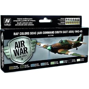 Vallejo RAF Colors SEAC (Air Command South East Asia) 1942-1945 'Air War Color Series' Model Paint Kit