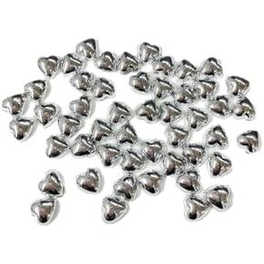 Syntego 50pcs Flat Backed Metallic Silver Pearl Heart Shaped Bead Embellishments for Crafting