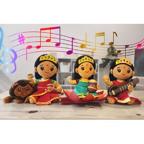 MODI TOYS Medium Devi Bundle - 3 (11 inch) Mantras Singing Stuffed Plush Toys | Ideal for Newborns, Infants, Toddlers, Grandparents | Best for Diwali, Baby Shower, Birthday | Teddy Bear Panda Elephant