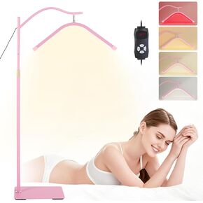 LED Floor Lash Light Lamp, Infrared Red Light Therapy with Stand Adjustable Half Moon Lamp for Lashes and Estheticians,Tattoo,Nail, Beauty,Body Face(White)