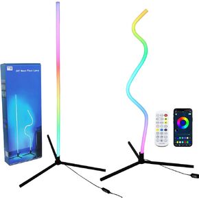 Swingers Smart RGB LED Corner Floor Lamp，Adjustable Shape Led Floor Lamp with Music Sync and 16 Million DIY Colors,Remote & App Led Lights for Bedroom Living Room (Circular Base)