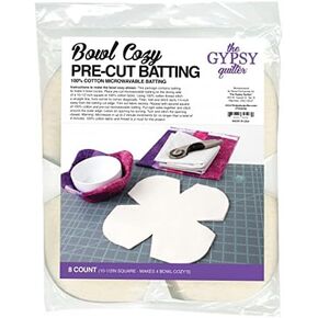 Fields Bowl Cozy Pre-Cut Batting - 8 Count 100% Cotton Microwavable Batting 10.5'' Squares (Makes 4 Bowl Cozy's) M230.05