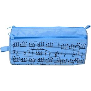 Pencil Bag Music Notes Pen Case Waterproof Oxford Cloth Portable Stationery Pouch Bag With free Crystal Capacitive Ballpoint Gift (Blue)