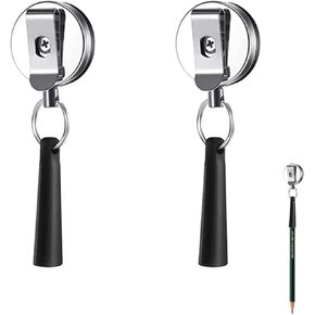 2 Pack 25.5" Retractable Pen Holder and Pen Leash, Heavy Duty Steel Wire and Flexible Silicone, Ideal for Carpenters, Nurses, Construction Workers, Waitstaff. (2 Pcs)