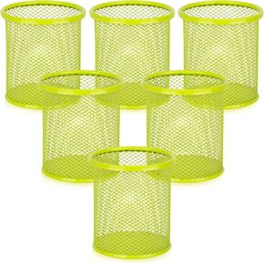 Segarty Pen Holder, 6 Pack Round Black Pen Cup Holder for Desk, Wire Mesh Pencil Containers Set for Office Supplies, School Maker, Home Desktop Accessories Organizer, Makeup Brush