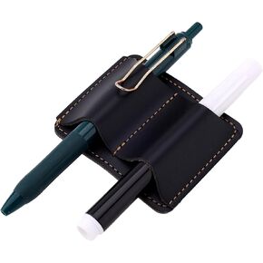 Black Notebook Pen Pencil Holder Clip, 3x2.4in Two Hole Leather Pen Holder Clips Practical Notebook Pencil Organizer Stylish Notebook Loop for Journals Planners Tablet