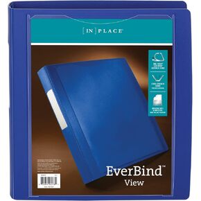 Office Depot® Brand Everbind™ View 3-Ring Binder, 1 1/2" D-Rings, Blue