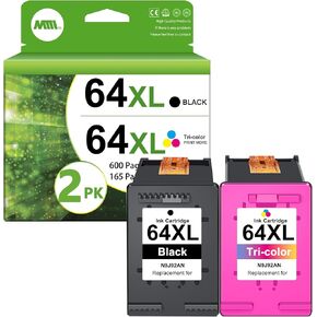 64XL Ink Cartridge (Black and Color 2-Pack) Replacement for HP 64 XL 64 Ink Cartridges Fits for Envy Photo 7858 7855 7155 7864 7158 6252 6255 Tango Printer Combo Pack