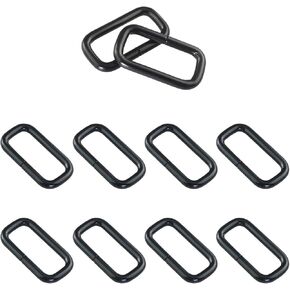 10PCS Metal Rectangular Ring 25.5mm/1 inch I.D. Webbing Square Adjustable Buckle Belt and Buckle for Belt Shoulder Straps Luggage Strap Clothing Pet Collar Handbag Black