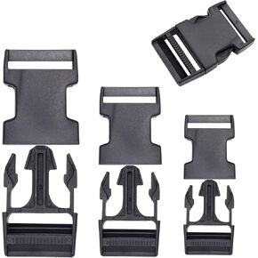 Side Release Plastic Buckle for Luggage Straps, Pet Collar, Backpack Repairing, Webbing, Tent - No Sewing Needed! Black