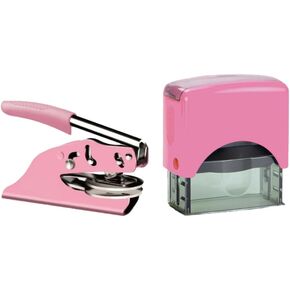 Hubco Premium Pink Notary Seal Embosser and Hubco Pink S-844 Self Inking Notary Stamp - New Jersey