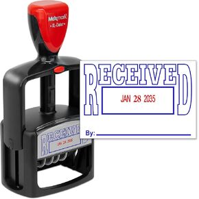 MaxMark Heavy Duty Style 5 Date Stamp with Received self Inking Stamp - 2 Color Blue/Red Ink