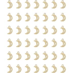 50 Pcs Moon Charms for Jewelry Making 1.8 x 1.1 cm Metal Hollow Moon Shape for DIY Necklace Bracelets Earring Key Ring Crafting Supplies Christmas Décor