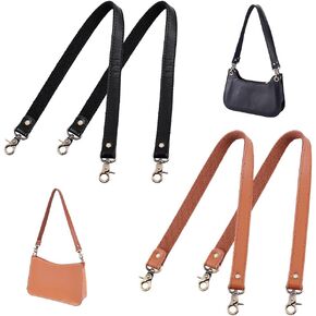PH PandaHall 4pcs 2 Colors Leather Bag Handles, 23 inch Leather Bag Strap Purse Handles Handbag Strap Replacement Handle with Antique Bronze Buckle for DIY Handbag Shoulder Bag Tote Crochet Bag Repair