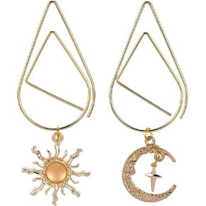 Charm Acotar Moon Bookmark - 2 PCs Fantasy Gold Star Paperclips Bookmarks Reading Gifts Novel Fans Readers Inspirational Metal Book Marks Women Men Bookish Lover Friends Birthday Christmas