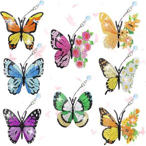 8 Pcs Diamond Painting Bookmark, Diamond Art Kit for Adults, DIY Book Makers for Book Lovers, Diamond Dot Beginner, Small Diamond Art Kit, Paint by Art Crafts Gift for Women Girls (Butterfly)