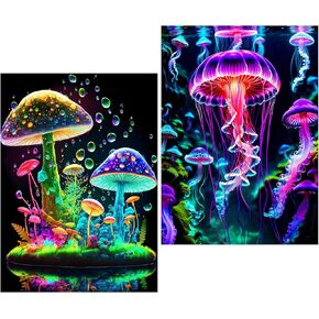 2 Pack Diamond Art Kits for Adults- Beach Diamond Painting Kits for Adults, Shell Gem Painting Kit for Gift Home Wall Decor 12x16 Inch