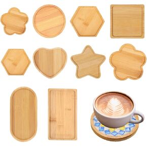 KDBDSYZB 10Pcs DIY Wooden Mosaic Coasters Kits Bases,Various Shapes Substrates Drinking Cup Coaster,Blank Base Trays,Art Plate,DIY Supplies Handmade Home Decor Gift