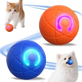 2 PCS Interactive Dog Ball, [2025 Newly Upgraded] Automatic Moving & Bouncing Dog Toy to Keep Them Busy, Smart Vibrating Ball for Dogs/Cats, Durable Pet Balls for Small&Medium Dogs(Blue & Orange)