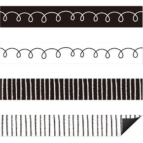 Magnetic Bulletin Board Borders - 24pcs Black White Border Decoration Set for Classroom, Back to School Bulletin Board Trim Frame Decor for Chalkboard Blackboard Teacher Office Supplies