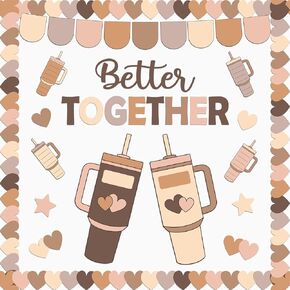 Boho Better Together Classroom Bulletin Board Decorations Motivational Back to School Bulletin Board Set Bottle Cup Paper Cutouts Decor for Office Home School Teachers Kindergarten Wall Door Supplies