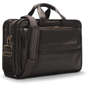 Solo New York Briefcase - Laptop Carrying Bag for Women & Men, Brief for Travel & Work, Padded Shoulder Strap, Premium Leather Body, Fits 15.6" Computer - Espresso