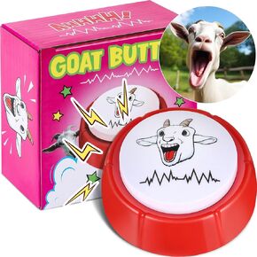 Screaming Button with Gift Box Screaming Desk Toys Goat Talking Button Screaming Desk Toy Goat Button with a Funny Goat Scream Novelty Gifts for Men and Women