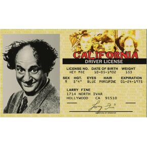 Signs 4 Fun Parody ID | 3 Stooges - Larry Driver’s License | Fake ID Novelty Card | Collectible Trading Card Driver’s License | Novelty Gift for Holidays | Made in the USA