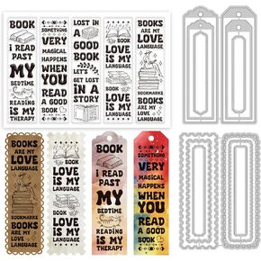 GLOBLELAND Bookmarks Clear Stamps and Label Frame Cutting Dies Set for DIY Scrapbooking and Cards Making Decorative Photo Album Notebook Decoration