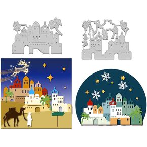 GLOBLELAND Town of Bethlehem Cutting Dies Christmas Embossing Stencil Template for Card Making DIY Scrapbooking Carbon Steel Die Cutting Template Metal Die Cuts for DIY Crafting Decor