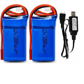 7.4V 1000mAh Li-po Battery JST Plug for WLtoys V912 Remote Control RC Helicopter 2 Pack RC Batteries with USB Charger