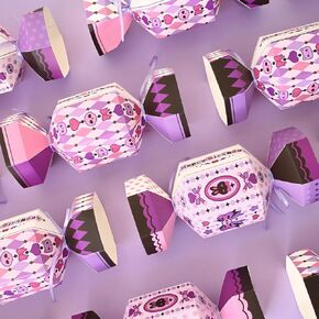 Bupelo Gothic Kawaii Birthday Decorations, 12Pcs Cartoon Party Candy Bags Treat Bags - Cute Skull & Bow Design, Light Purple Paper Party Favor Gift Decors for Girls Kids Birthday, Halloween (8.1x2.7 Inch)