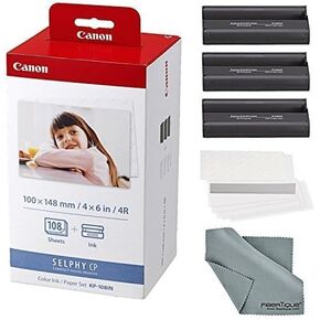 Canon KP-108IN Color Ink and Paper Set + Fibertique Cleaning Cloth