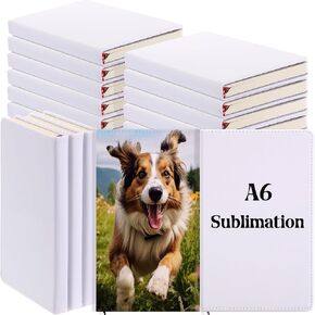 Jetec 50 Pcs Sublimation Notebook Blank A6 160 Pages Sublimation Journal Blank Thick Faux Leather Notebooks Hardcover Notepad for DIY Craft Gift School Office Supplies (3.9 x 6.9 x 0.79 Inches)