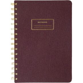 Eccolo 6x8 Wirebound Notebook, Flexible Faux Leather Covers, 192 Cream Lined Pages, Oxford Burgundy