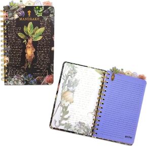 Harry Potter Mandrake Floral 5-Tab Spiral Notebook | 75-Page Bound Sketchbook Journal, Work Memo Notepad With Lined Paper, Travel Diary Writing | Home School Supplies For College, Business