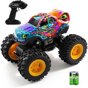 Remote Control Monster Truck Toys with Led Light Monster Truck Remote Control Car Rechargeable RC Monster Truck All Terrain for RC Truck Monster Trucks for Boys, Monster Truck Toys for Kids