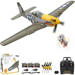 Volantexrc Brushless RC Planes for Adults, Upgraded RTF P-51 Mustang 4 Channel RC Airplane Fighter, 6-Axis Gyro, 3 Flight Modes, One-Key Aerobatic, Wingspan 500mm Fuselage 396mm, Suitable for Outdoors