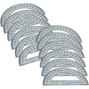 Didax 4", Open Center-Clear Plastic, Set of 12 Protractor, 12