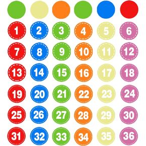 42 PCS 4 Inch Colorful Classroom Floor Stickers, 6 Colored Number Dot Stickers Peel and Stick Waterproof for Preschool Classroom Carpet Tile Rug Line Up Table spots Elementary Must Have Velcro Markers