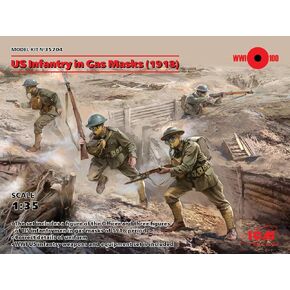 ICM ICM35704 1:35-US Infantry in Gas Masks (1918) 4 Figs