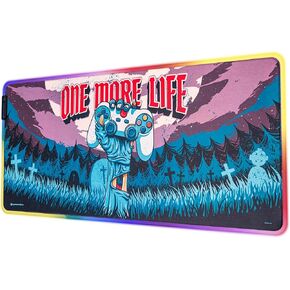Grupo Erik One More Life XXL RGB Gaming Mouse Mat | LED Mouse Mat | 900x400x4 mm Non-Slip Rubber Base Mouse Pad RGB, RGB Gaming Mouse Pad, Keyboard Mouse Mat | Gaming Gifts