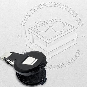 Custom Library Embosser - Style 054 - Includes 50 Gold Seals - Great for Customizing Books, Ex Libris, Personalized Journals and More.