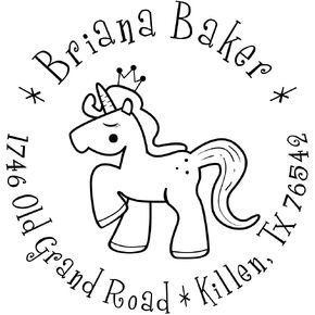 Unicorn Princess Address Stamp | Cute Funny Stamps | Kid Stamps | Return Address Stamp