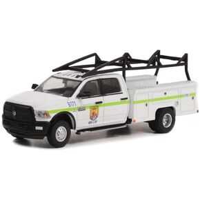 2018 Dodge Ram 3500 Dually Service Bed Truck, White - Greenlight 46100E - 1/64 Scale Diecast Car