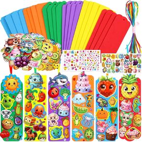 Summer Crafts Kits Kids DIY Bookmark Kit Foam Bookmarks Crafts Art Sets Fruits Sweet Treats Sun Ornaments Stickers for Kids Classroom Activities Rewards Party Favor 24 Pcs