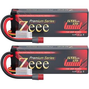 Zeee Premium Series 2S 8200mAh Lipo Battery 7.4V 120C Hard Case Batteries with T Connector for RC Car Truck RC Truggy RC Boat Helicopter(2 Pack)